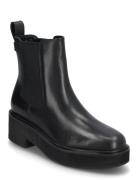 Adrianna Burnished Leather Bootie Shoes Chelsea Boots Black Lauren Ralph Lauren