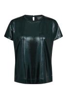 Mmnivola O-Neck Metallic Tee Tops T-shirts & Tops Short-sleeved Green MOS MOSH