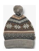 Knit Beanie Nolo Accessories Headwear Hats Beanie Multi/patterned Wheat