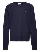 Shield Lambswool C-Neck Tops Sweatshirts & Hoodies Sweatshirts Navy GANT