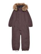 Coverall W. Fake Fur Outerwear Coveralls Snow-ski Coveralls & Sets Burgundy Color Kids