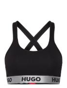 Bralette Padded Sporty Logo Lingerie Bras & Tops Sports Bras - All Black HUGO