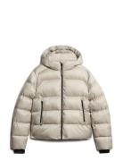 Hooded Luxe Sports Puffer Foret Jakke Cream Superdry