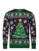 Christmas Tree Sweater Led Tops Knitwear Round Necks Navy Christmas Sweats