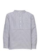 Emil Band Collar Shirt Tops Shirts Long-sleeved Shirts Blue Emil I Lönneberga