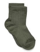 Wool Rib Socks Sokker Strømper Green Mp Denmark