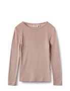 Wool T-Shirt L/S Alfie Tops T-shirts Long-sleeved T-Skjorte Pink Wheat