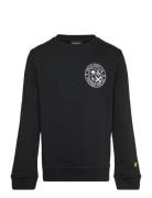 Football Logo Crew Neck Sweatshirt Tops Sweatshirts & Hoodies Sweatshirts Black Lyle & Scott