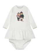 Polo Bear Fleece Dress & Bloomer Dresses & Skirts Dresses Baby Dresses Long-sleeved Baby Dresses White Ralph Lauren Baby