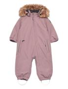 Coverall W. Fake Fur Outerwear Coveralls Snow-ski Coveralls & Sets Pink Color Kids