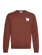 Wwtay Aa Cs Jumper Tops Knitwear Round Necks Brown Double A By Wood Wood