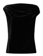 Stretch Velvet Off-The-Shoulder Blouse Tops Blouses Sleeveless Black Lauren Ralph Lauren