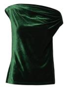 Stretch Velvet Off-The-Shoulder Blouse Tops Blouses Sleeveless Green Lauren Ralph Lauren