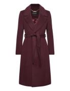 Belted Wool-Blend Wrap Coat Uldfrakke Frakke Burgundy Lauren Ralph Lauren