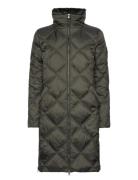 Diamond-Quilted Funnelneck Down Coat Foret Jakke Khaki Green Lauren Ralph Lauren