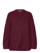 Slfgabella Ls Knit O-Neck Camp Tops Knitwear Jumpers Burgundy Selected Femme