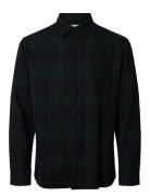 Slhreg-Owen Flannel Mix Shirt Ls Tops Shirts Casual Navy Selected Homme