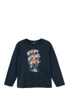 Nkmremusjul Ls Nreg Top Box Tops T-shirts Long-sleeved T-Skjorte Navy Name It