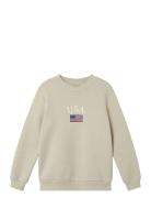 Nlnlusa Ls Bru O-Neck Sweat Tops Sweatshirts & Hoodies Sweatshirts Beige LMTD