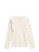 Ruffle Longsleeve Tops T-shirts Long-sleeved T-Skjorte White Tom Tailor