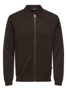 Onswyler Life Reg 14 Full Zip Shirt Knit Tops Knitwear Full Zip Jumpers Brown ONLY & SONS