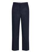 Classic Lady - Woolen Pinstripe Bottoms Trousers Straight Leg Navy Day Birger Et Mikkelsen