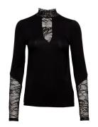 Cupoppy Lace Blouse Tops T-shirts & Tops Long-sleeved Black Culture