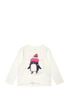 Nmfvismas Ls Nreg Top Tops T-shirts Long-sleeved T-Skjorte Cream Name It