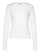 Slim Fitted Long Sleeve Tops T-shirts & Tops Long-sleeved White Weekday