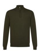 Greyson Half-Zip Merino Knit Tops Knitwear Half Zip Jumpers Khaki Green Les Deux