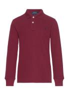 Cotton Mesh Long-Sleeve Polo Shirt Tops T-shirts Polo Shirts Long-sleeved Polo Shirts Red Ralph Lauren Kids