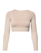 Luxe Seamless Crop Long Sleeve Sport Crop Tops Long-sleeved Crop Tops Beige Aim´n