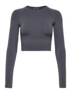 Sculpt Seamless Crop Long Sleeve Sport Crop Tops Long-sleeved Crop Tops Navy Johaug