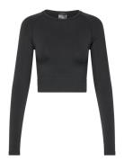 Sculpt Seamless Crop Long Sleeve Sport Crop Tops Long-sleeved Crop Tops Black Johaug