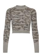 Camo Long Sleeve Crop Top Sport Crop Tops Long-sleeved Crop Tops Multi/patterned Famme