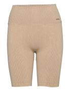 Ribbed Seamless Biker Shorts Bottoms Running-training Tights Beige Aim´n