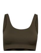 Khaki Ribbed Seamless Bra Lingerie Bras & Tops Sports Bras - All Green Aim´n