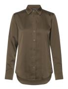 Classic Fit Satin Charmeuse Shirt Designers Shirts Long-sleeved Green Lauren Ralph Lauren