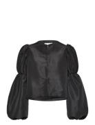 Zoey Double Pouf Sleeve Blouse Designers Blouses Long-sleeved Black Malina