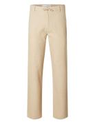 Slh196-Straight-Brody Linen Pant Ex Bottoms Trousers Linen Trousers Beige Selected Homme