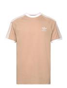 3-Stripes Tee Sport Men Men Sports Clothes Sport Tops Sport T-Skjorte Cream Adidas Originals