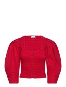 Cotton Poplin Designers Blouses Long-sleeved Red Ganni