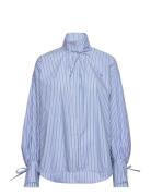 Striped Shirt With Tie Bands Designers Shirts Long-sleeved Blue Stella Nova