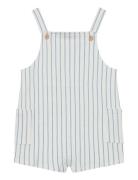 Striped Cotton Dungarees Bottoms Dungarees White Mango