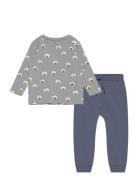 Set Top Trousers Back Focus Sets Sets With Long-sleeved T-shirt Blue Lindex