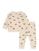 Set Sweatshirt Joggers Fox Sets Sets With Long-sleeved T-shirt Beige Lindex