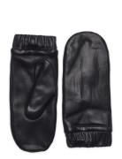 Mitten Leather W Elastic Cuff Accessories Gloves Thumb Gloves Black Lindex