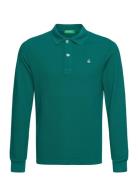 L/S Polo Shirt Tops T-shirts Polo Shirts Long-sleeved Polo Shirts Green United Colors Of Benetton