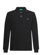 L/S Polo Shirt Tops T-shirts Polo Shirts Long-sleeved Polo Shirts Black United Colors Of Benetton