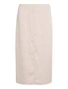 Structured Satin Skirt Skirts Knee-length & Midi Skirts Cream Calvin Klein